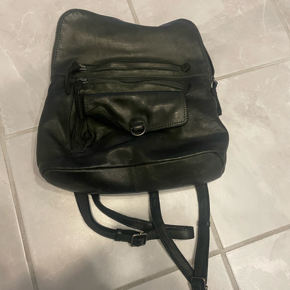 Dark green Leather Backpack